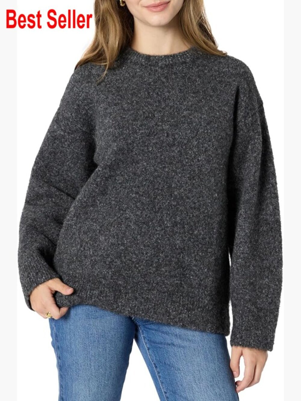 Oversized Faux Mohair Crewneck Sweater Pullover